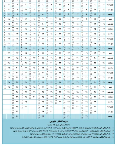 تقویم رویدادهای نجومی 1404